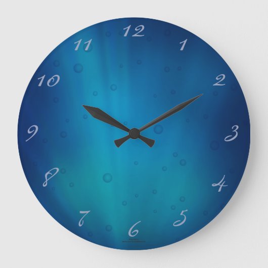 Deep Onderwater Glow Blue Clock Grote Klok (Voorkant)