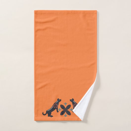 Deep Oranje en Scandinavisch design Bad Handdoek (Handdoek)