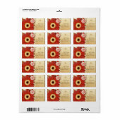 Deep Oranje Red Musical Gerber Daisy Monogram Etiket (Full Sheet)