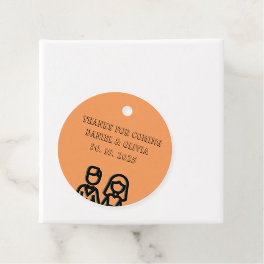 Deep Oranje Wedding Bedankjes Labels (In situ)