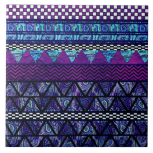 Deep Paars Boho Tribal Stripes Patroon Tegeltje