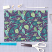 Deep-Paars en Groen Botanisch Leafs Patroon Tissuepapier (Craft)