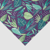 Deep-Paars en Groen Botanisch Leafs Patroon Tissuepapier (Detail)