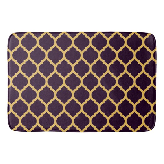 Deep Paars en Tan Moroccan Quatrefoil Pattern Badmat (Voorkant)