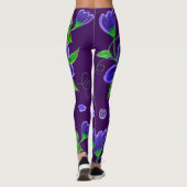 Deep Paars Flowered Leggings (Achterkant)