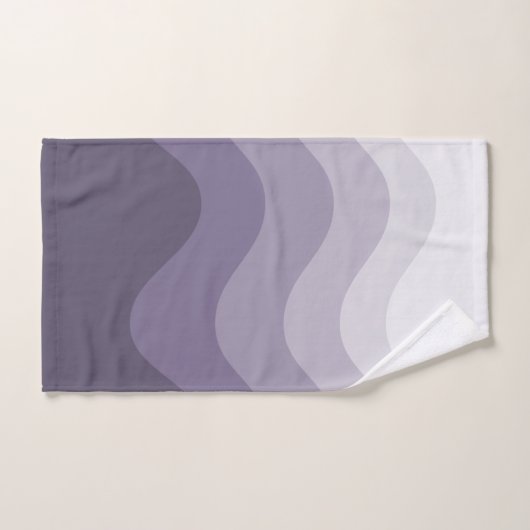 Deep Paars Grey Wavey Stripe Modern Bad Handdoek (Handdoek)