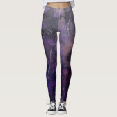Deep Paars Leaf Abstract Leggings (Voorkant)