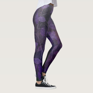 Deep Paars Leaf Abstract Leggings