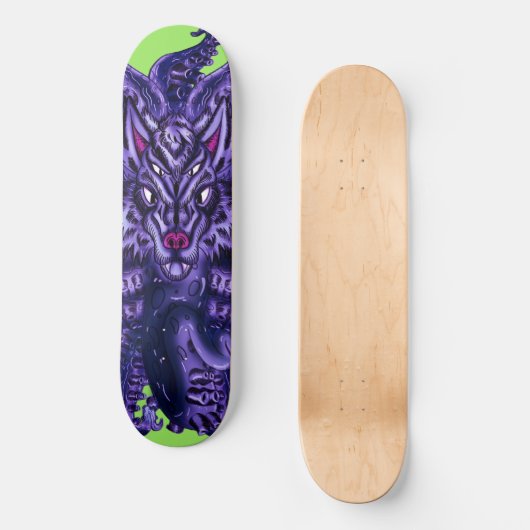 Deep Paars Wolf Tulu Skateboard (Voorkant)