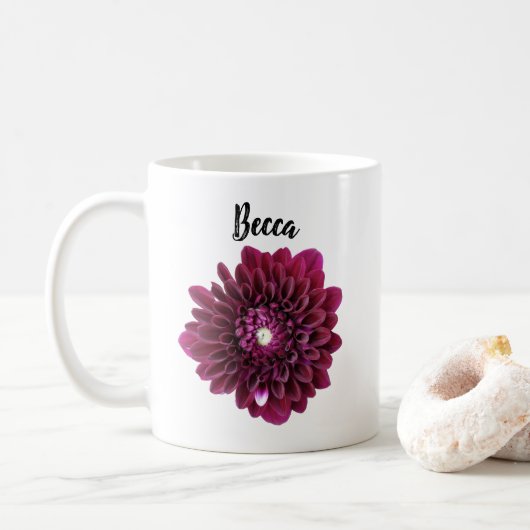 Deep Paarse Dahlia Flower Gepersonaliseerde Mok (Met donut)