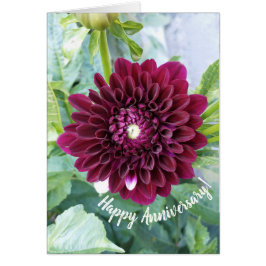 Deep Paarse Dahlia Flower Jubileum Kaart