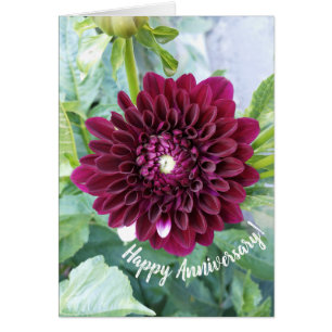 Deep Paarse Dahlia Flower Jubileum Kaart