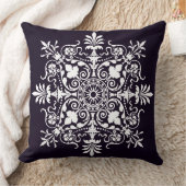 Deep Paarse  Floral Damask Kussen (Deken)