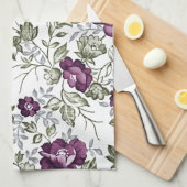 Deep Paarse Floral Theedoek (Quarter Fold)