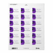 Deep Paarse Gerbera Daisy Bruiloft Adresetiketten Etiket (Full Sheet)