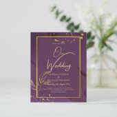 DEEP PAARSE GOLD LEAVES Wedding Invite (Staand voorkant)