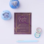 DEEP PAARSE GOLD LEAVES Wedding Invite Flyer (Enkel)