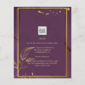 DEEP PAARSE GOLD LEAVES Wedding Invite Flyer (Achterkant)