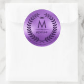 Deep-Paarse Laurel Wreath on Shiny Paars Ronde Sticker (Tas)