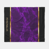 Deep Paarse marmer en Gold Fleece Deken (Voorkant (Horizontaal))