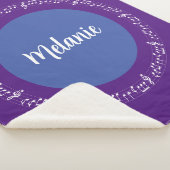 Deep Paarse Musical Sherpa Blanket Aangepaste naam Sherpa Deken (3/4)