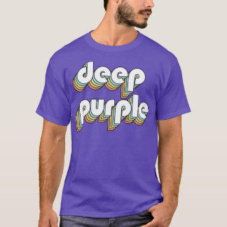 Deep Paarse Retro Rainbow Typografie Vervaagd Stij T-shirt