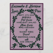 Deep Paarse rustieke bruiloft Menu (Voorkant)