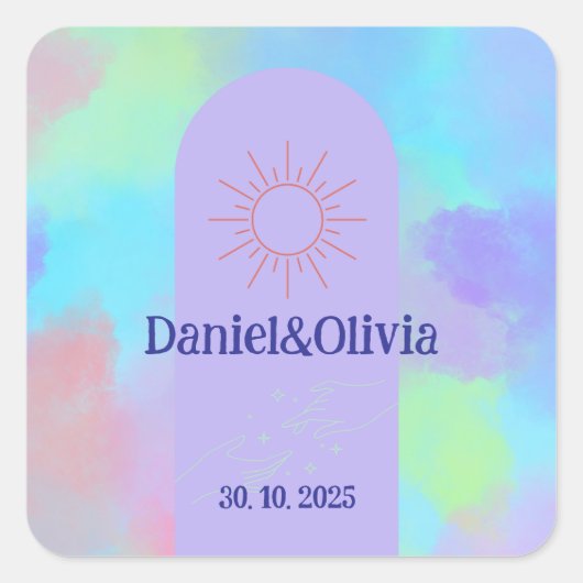 Deep Paarse Soft Wedding Stuff Vierkante Sticker (Voorkant)