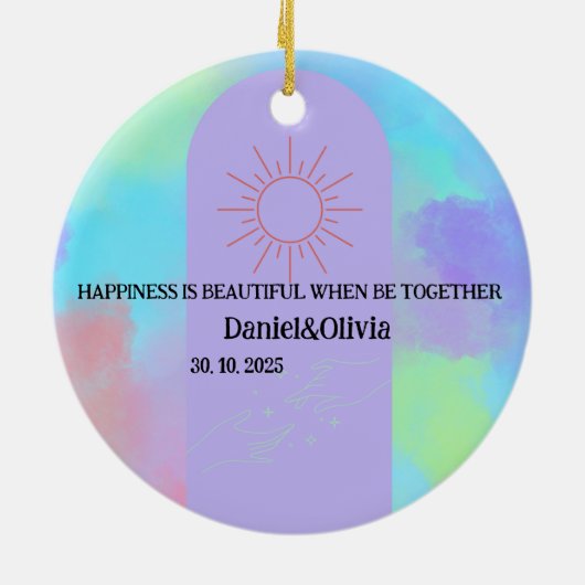 deep Paarse soft weeding stuff Keramisch Ornament (Achterkant)