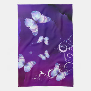 Deep Paarse Waterverf Butterfly American MoJo Ki Theedoek