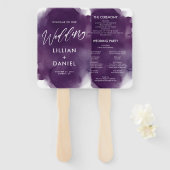Deep Paarse Waterverf Wedding Program Hand Fan Handwaaier (Voorkant en achterkant)