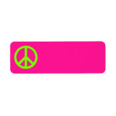 Deep Pink and Chartreuse Peace Symbol Etiket (Voorkant)