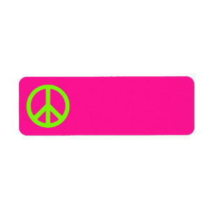 Deep Pink and Chartreuse Peace Symbol Etiket
