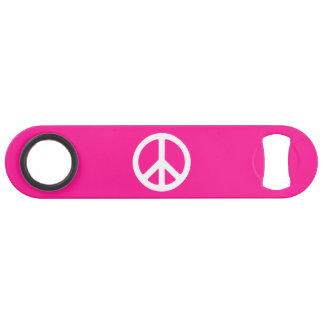 Deep Pink and White Peace Symbol Speed Flessenopener