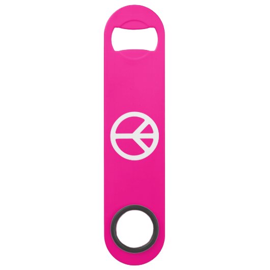 Deep Pink and White Peace Symbol Speed Flessenopener (Achterkant)