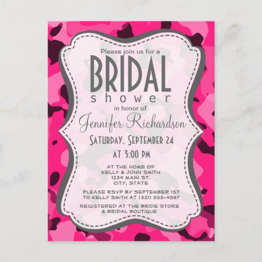 Deep Pink Camo; Camouflage Uitnodiging Briefkaart (Voorkant)