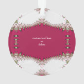 Deep Pink Creme Kant Bruiloft Jubileum Keepsake Ornament (achterkant)