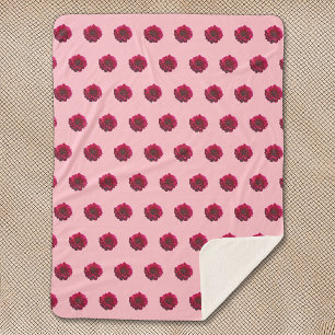 Deep Pink Dahlia - ventilator naadloos patroon op Sherpa Deken