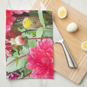 Deep Pink Dahlias Tea Towel Theedoek (Quarter Fold)