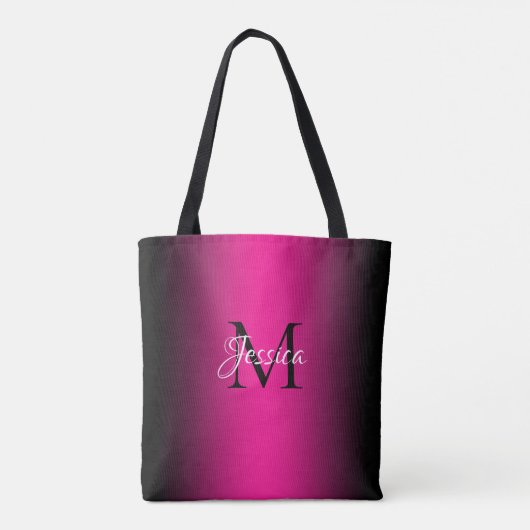 Deep Pink en Black Ombre Elegant Monogram Draagtas (Achterkant)