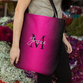 Deep Pink en Black Ombre Elegant Monogram Draagtas