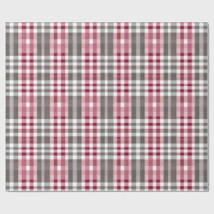  Deep Pink en Grey Fun Plaid Cadeaupapier