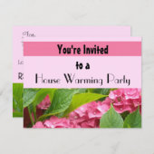 Deep Pink Hydrangea House Warming Party Kaart (Voorkant / Achterkant)