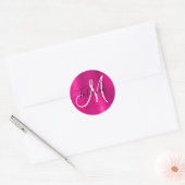 Deep Pink Ombre Folie Monogram Ronde Sticker (Envelop)