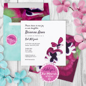 Deep Pink Pansies Bat Mitzvah Uitnodiging