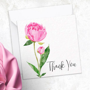 Deep Pink Peony Gepersonaliseerd Bedankt Opmerking Notitiekaartje