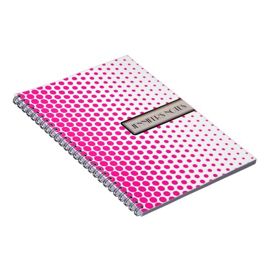 Deep Pink Polka Dot Elegant Modern White Notitieboek (Rechterzijde)