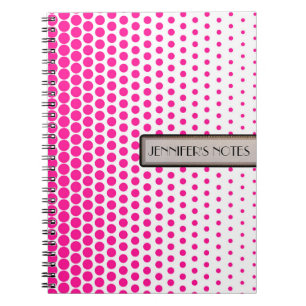 Deep Pink Polka Dot Elegant Modern White Notitieboek