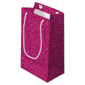 Deep Pink Sparkle Glitter Gift Bag Klein Cadeauzakje (Voorkant Gekanteld)