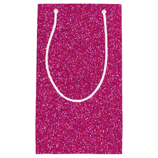 Deep Pink Sparkle Glitter Gift Bag Klein Cadeauzakje (Voorkant)